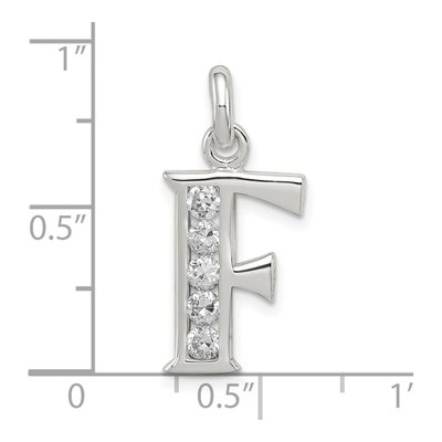 Sterling Silver CZ Letter F Pendant – view 4