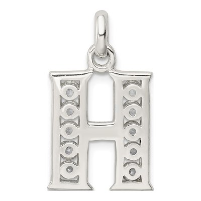 Sterling Silver CZ Letter H Pendant – view 4