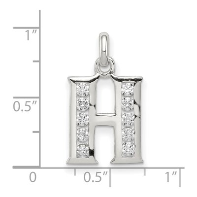 Sterling Silver CZ Letter H Pendant – view 5