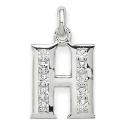 Sterling Silver CZ Letter H Pendant