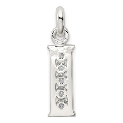 Sterling Silver CZ Letter I Initial Pendant – view 4