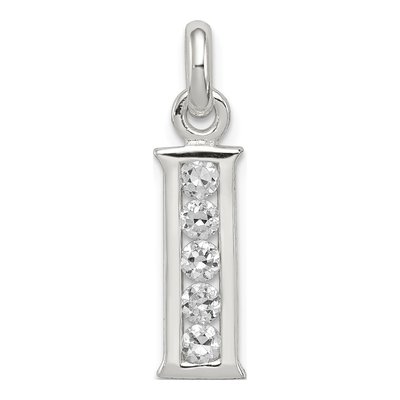 Sterling Silver CZ Letter I Initial Pendant