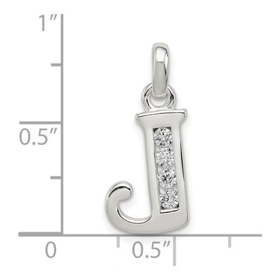 Sterling Silver CZ Letter J Pendant – view 4