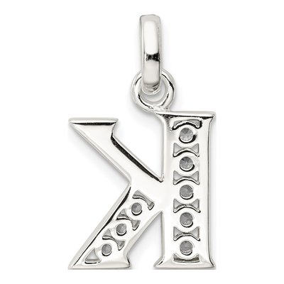 Sterling Silver CZ Letter K Pendant – view 4