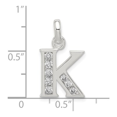 Sterling Silver CZ Letter K Pendant – view 5