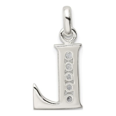 Sterling Silver CZ Letter L Pendant – view 3