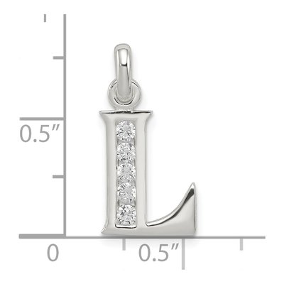 Sterling Silver CZ Letter L Pendant – view 4