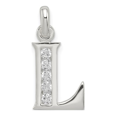 Sterling Silver CZ Letter L Pendant