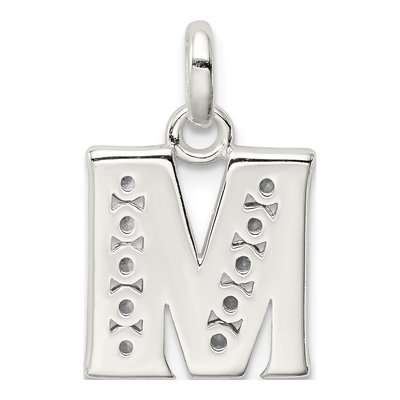 Sterling Silver CZ Letter M Pendant – view 3