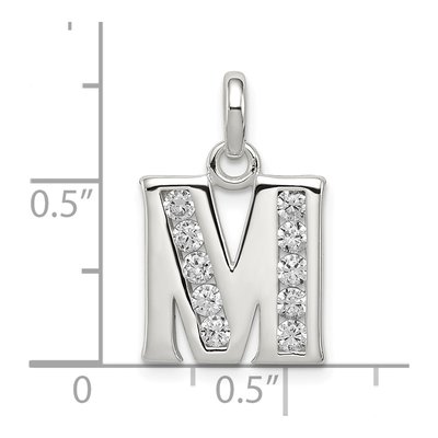 Sterling Silver CZ Letter M Pendant – view 4