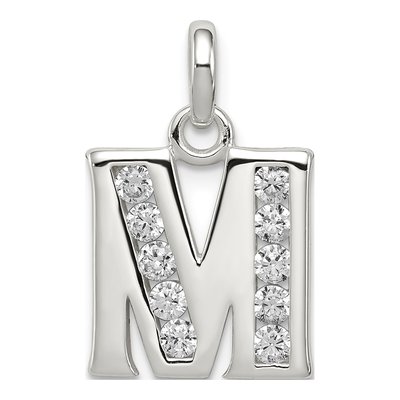 Sterling Silver CZ Letter M Pendant