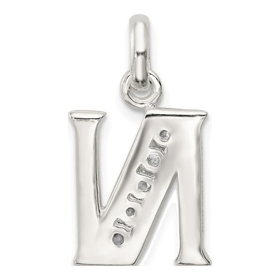 Sterling Silver CZ Letter N Pendant – view 3