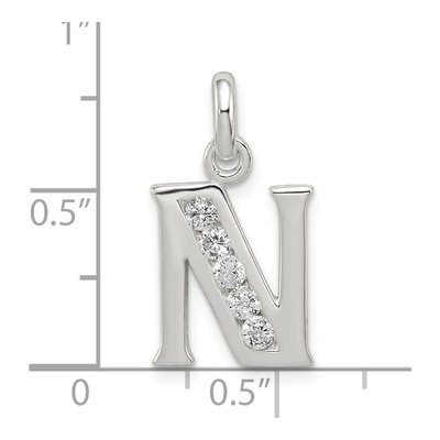 Sterling Silver CZ Letter N Pendant – view 4
