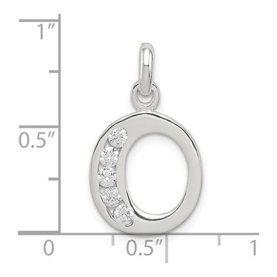 Sterling Silver CZ Letter O Pendant – view 4