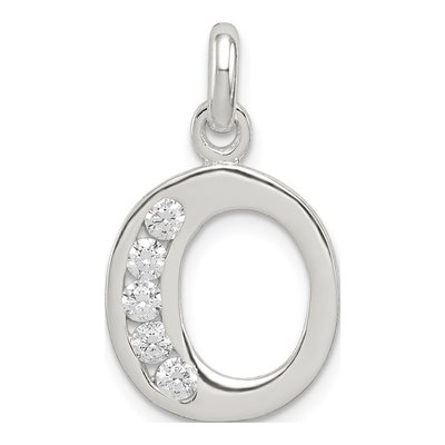Sterling Silver CZ Letter O Pendant