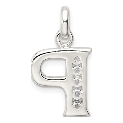 Sterling Silver CZ Letter P Pendant – view 4
