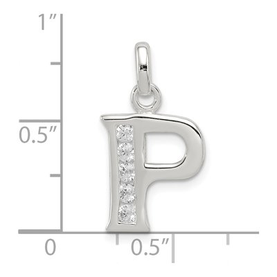 Sterling Silver CZ Letter P Pendant – view 5