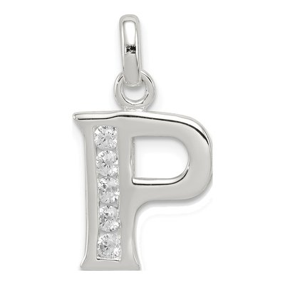 Sterling Silver CZ Letter P Pendant