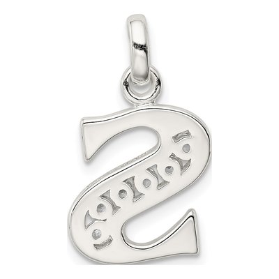 Sterling Silver CZ Letter S Pendant – view 3