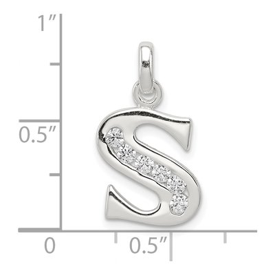 Sterling Silver CZ Letter S Pendant – view 4