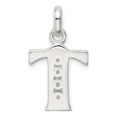 Sterling Silver CZ Letter T Pendant – view 4