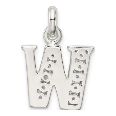 Sterling Silver CZ Letter W Pendant – view 3