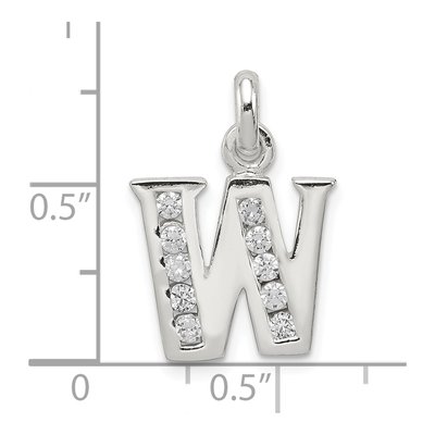 Sterling Silver CZ Letter W Pendant – view 4