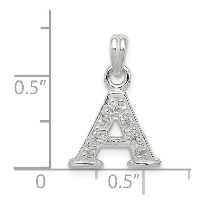 Sterling Silver CZ Letter A Pendant – view 4