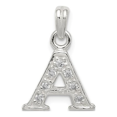 Sterling Silver CZ Letter A Pendant