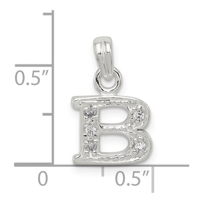 Sterling Silver CZ Letter B Pendant – view 3