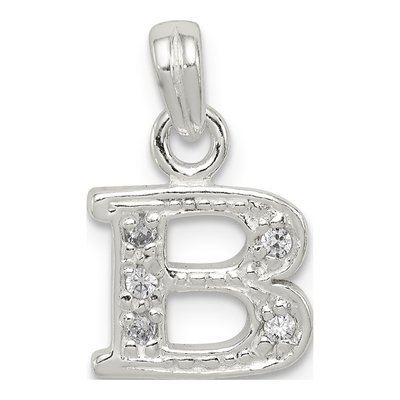 Sterling Silver CZ Letter B Pendant
