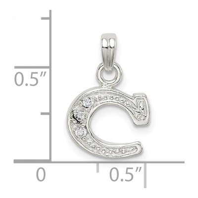 Sterling Silver CZ Letter C Pendant – view 4