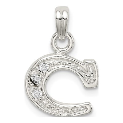 Sterling Silver CZ Letter C Pendant