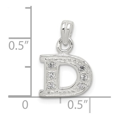 Sterling Silver CZ Letter D Pendant – view 3