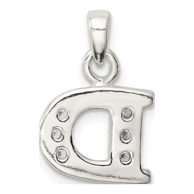 Sterling Silver CZ Letter D Pendant – view 4