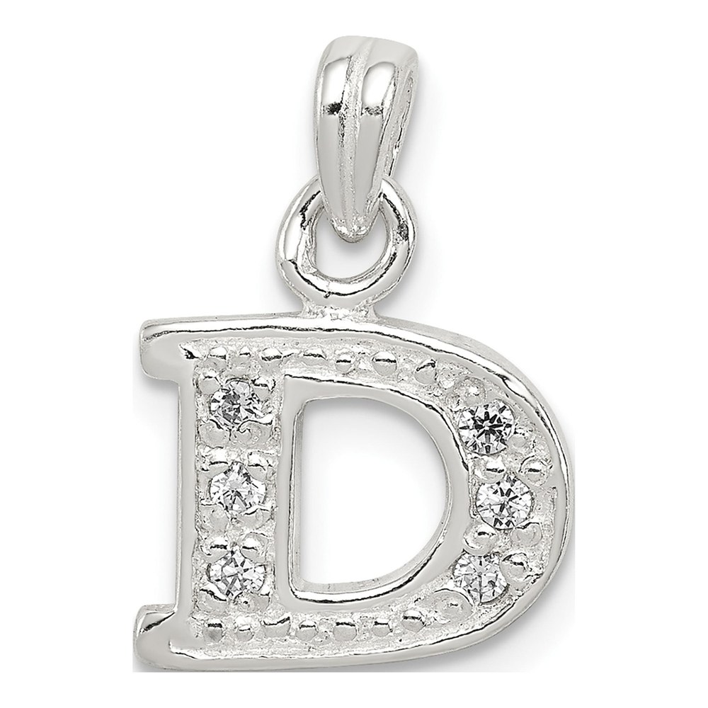Sterling Silver CZ Letter D Pendant