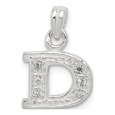 Sterling Silver CZ Letter D Pendant