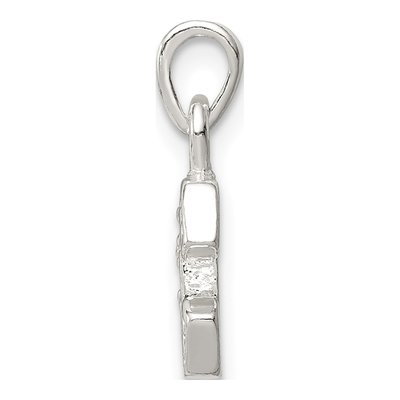Sterling Silver CZ Letter E Pendant – view 3