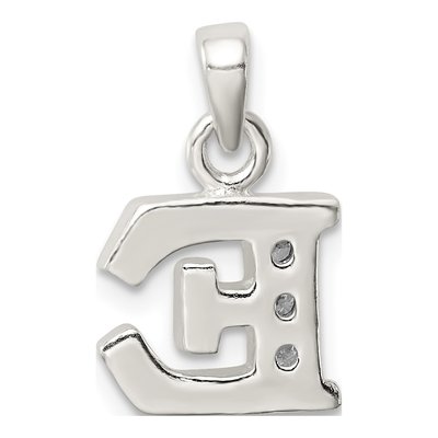 Sterling Silver CZ Letter E Pendant – view 4