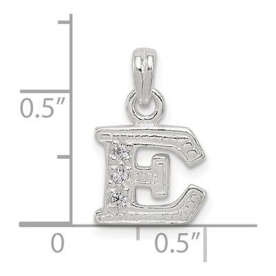 Sterling Silver CZ Letter E Pendant – view 5