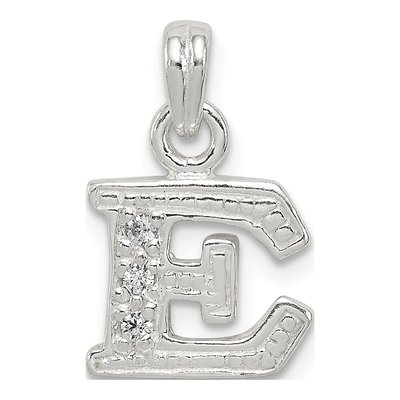 Sterling Silver CZ Letter E Pendant