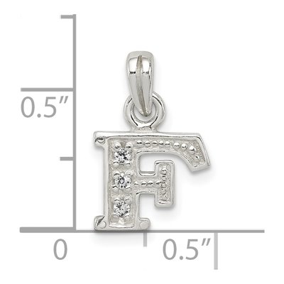Sterling Silver CZ Letter F Pendant – view 5