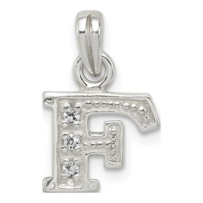 Sterling Silver CZ Letter F Pendant