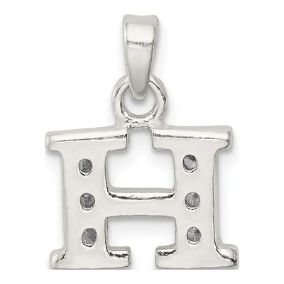 Sterling Silver CZ Letter H Pendant – view 3