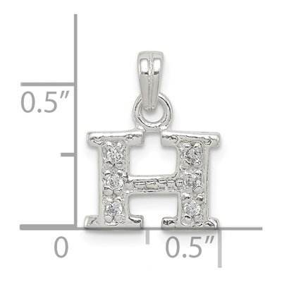 Sterling Silver CZ Letter H Pendant – view 4
