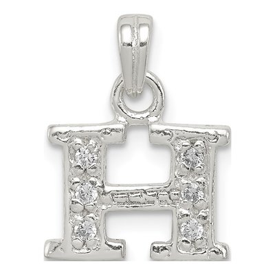 Sterling Silver CZ Letter H Pendant