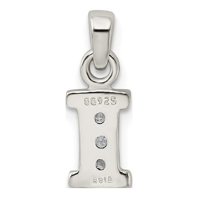 Sterling Silver CZ Letter I Initial Pendant – view 4