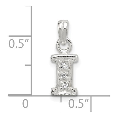 Sterling Silver CZ Letter I Initial Pendant – view 5