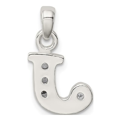 Sterling Silver CZ Letter J Pendant – view 4