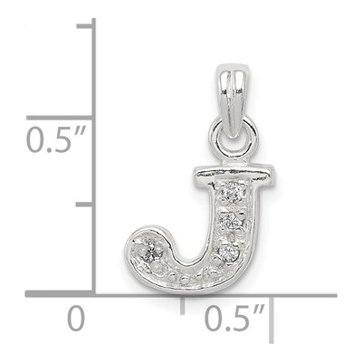Sterling Silver CZ Letter J Pendant – view 5